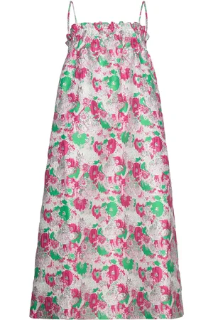 Ganni 3D Jacquard Strap Dress Patterned