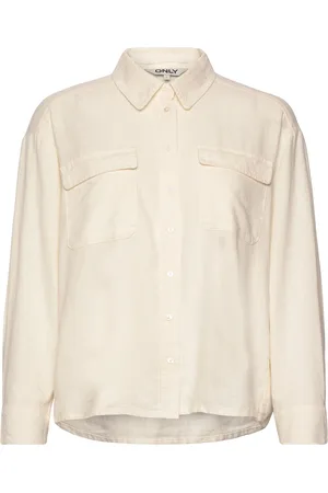 ONLY Onlcaro L/S Ovs Linen Bl Shirt Cc Pnt White