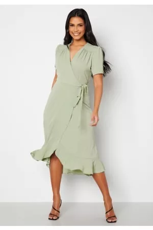 John Zack Short Sleeve Wrap Dress Sage Green XXS (UK6)