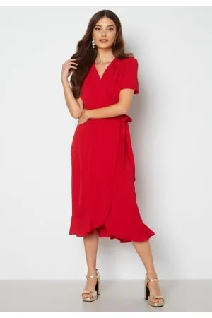 John Zack Short Sleeve Wrap Dress Red XXS (UK6)