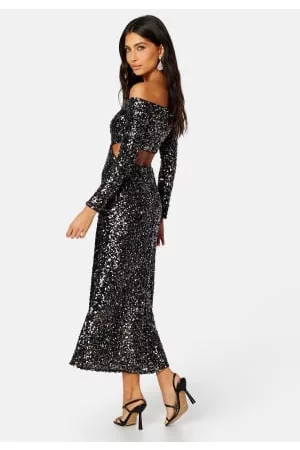 Forever New Farrah Sequin Cut Out Back Dress 42