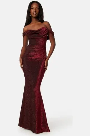 Goddiva Glitter Off Shoulder Maxi Dress L (UK14)