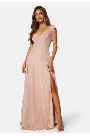 Goddiva Glitter Wrap Maxi Dress Nude XXL (UK18)