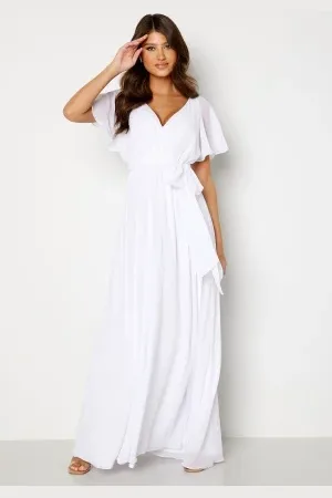 Goddiva Flutter Sleeve Chiffon Maxi Dress