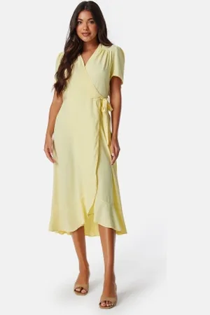 John Zack Short Sleeve Wrap Dress Lemon XXS (UK6)