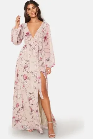 Goddiva Floral Long Sleeve Chiffon Maxi Dress XXS (UK6)