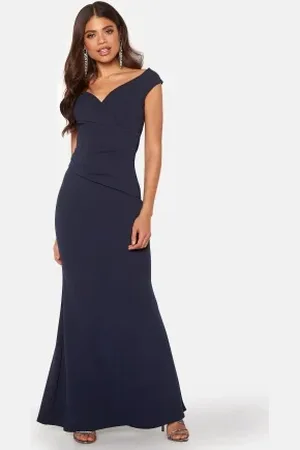 Goddiva Bardot Pleat Maxi Dress XL (UK16)