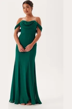 Goddiva Chiffon Off Shoulder Maxi Dress M (UK12)