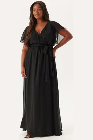 Goddiva Flutter Sleeve Chiffon Maxi Curve Dress 44 (UK16)