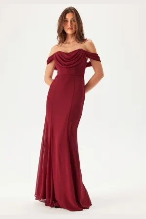 Goddiva Chiffon Off Shoulder Maxi Dress L (UK14)