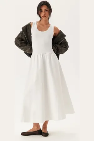 GANT Midi Jersey Woven Combo Dress XS