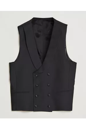 Oscar Jacobson Hale Wool Tuxedo Waistcoat Black