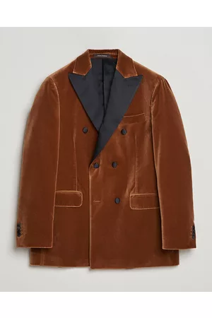 Oscar Jacobson Herre Blazere - Farris Tuxedo Velvet DB Blazer Brown