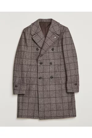 L.B.M. 1911 Herre Ullkåper - Double Breasted Checked Wool Coat Brown