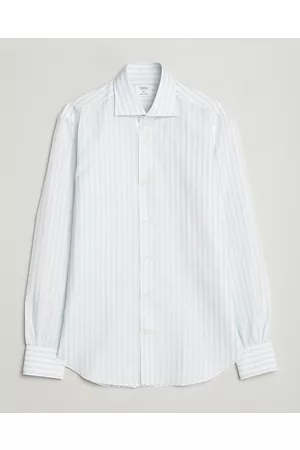 MAZZARELLI Herre Skjorter - Soft Cotton/Linen Shirt Light Green Stripe