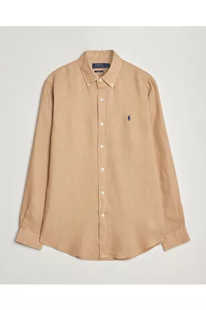 Ralph Lauren Herre Vintage skjorter - Custom Fit Linen Button Down Vintage Khaki