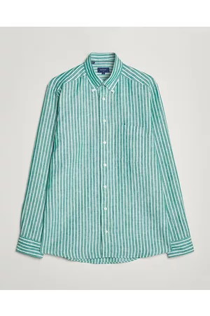 Eton Herre Skjorter - Slim Fit Striped Linen Shirt Green
