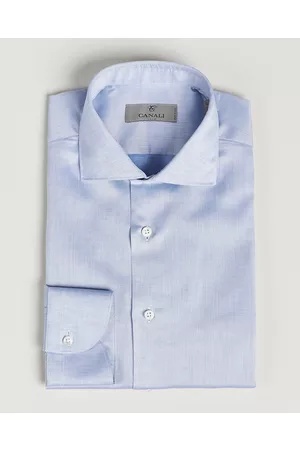 CANALI Herre Slim fit - Slim Fit Linen Shirt Light Blue