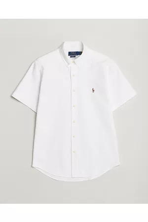 Ralph Lauren Herre Kortermede - Slim Fit Oxford Short Sleeve Shirt White