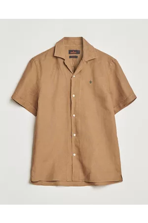 Morris Herre Kortermede - Douglas Linen Short Sleeve Shirt Khaki Brown