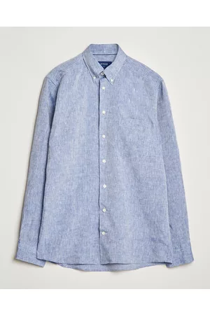 Eton Herre Slim fit - Slim Fit Linen Shirt Mid Blue