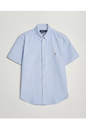 Ralph Lauren Herre Kortermede - Slim Fit Oxford Short Sleeve Shirt Light Blue