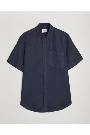 NN.07 Herre Kortermede - Arne Linen Short Sleeve Shirt Navy