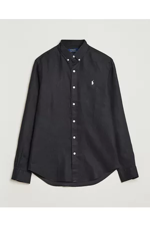 Ralph Lauren Herre Slim fit - Slim Fit Linen Button Down Shirt Black