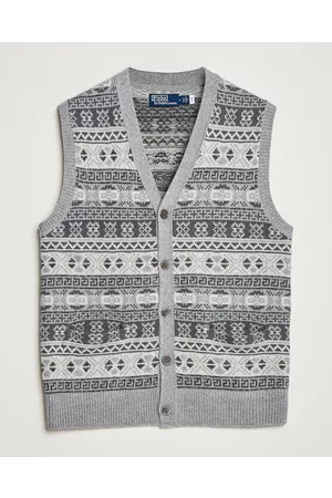 Ralph Lauren Herre Strikket vest - Knitted Fairisle Vest Grey