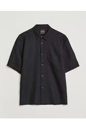 Oscar Jacobson Herre Linskjorter - Regular Fit City Signature Linen Shirt Black