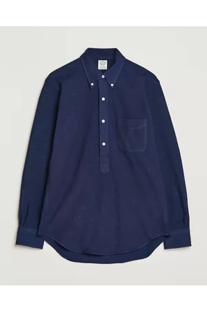 Kamakura Herre Vintage skjorter - Vintage Ivy Knit Popover Shirt Navy