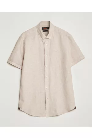 Morris Herre Kortermede - Douglas Linen Short Sleeve Shirt Khaki