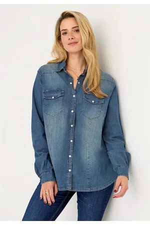 Sandro Augustin Monogram Panelled Denim Shirt In Blue