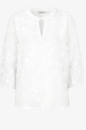 Freequent Vevet bluse med broderi