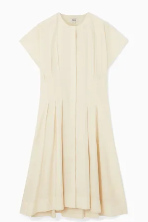 COS WAISTED PLEATED MIDI DRESS