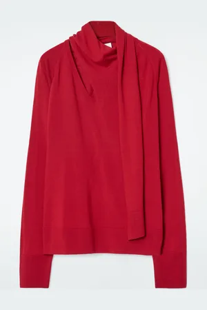 COS SCARF-DETAIL WOOL TURTLENECK JUMPER