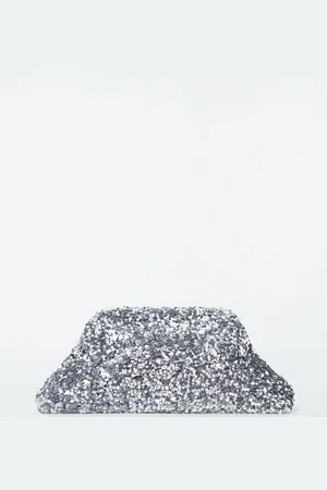 COS OVERSIZED SEQUINNED FRAMED CLUTCH BAG