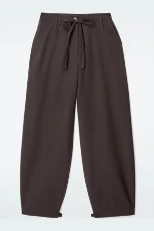 COS DRAWSTRING TWILL BARREL-LEG TROUSERS