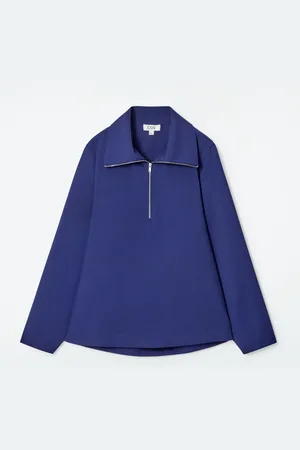 COS WOOL-BLEND HALF-ZIP BLOUSE