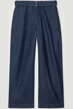COS BELTED DENIM STRAIGHT-LEG TROUSERS