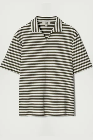 COS OPEN-COLLAR STRIPED TERRY POLO SHIRT