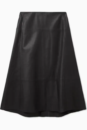 COS A-LINE LEATHER MIDI SKIRT
