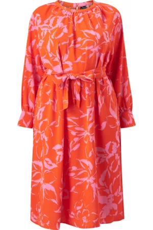 Vero Moda Curve Dame Sommerkjoler - Kjole vmPolliana Inge LS Calf Dress Wvn - Orange
