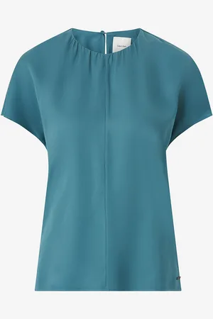 Calvin Klein Topp Natural Sheen SS Gathered Blouse