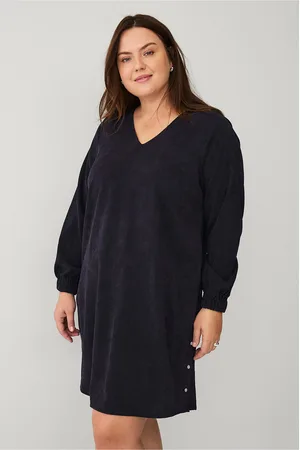 Zizzi Fløyelkjole vElena L/S Abk Button Dress