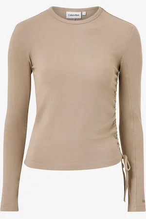 Calvin Klein Topp Modal Rib Gathered LS Tee