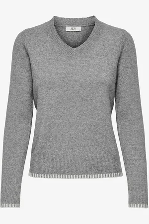 JDY Genser Sage L/S V-neck Contrast Hem Pul