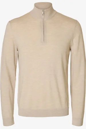 SELECTED Genser slhTray LS Knit Merino Half Zip