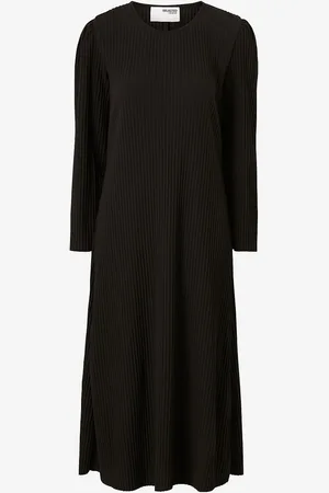 SELECTED Kjole Slfsilla LS O-neck Plisse Midi Dres