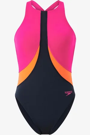 Speedo Badedrakt Womens Colourblock Highneck Crossback